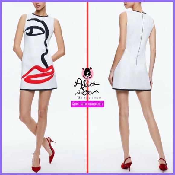 Alice & Olivia Koketit Clyde Aline Mini Shift Dress Sz 8 Sleeveless - Picture 2 of 13